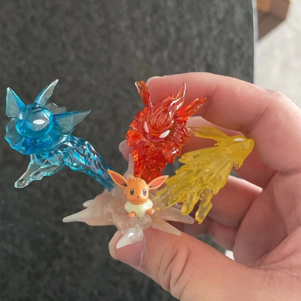 أنيمي بوكيمون الشكل Eevee Vaporeon Jolteon Flareon عمل أرقام Gk نموذج الرماد كيتشوم مكتب حلية جمع لعبة هدية الكريسماس