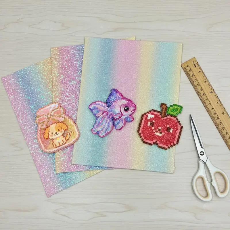 3Pcs Shiny Rainbow Glitter Non Stick Baking Cloth Heat Resistant For Crafting With Fuse Beans At Home