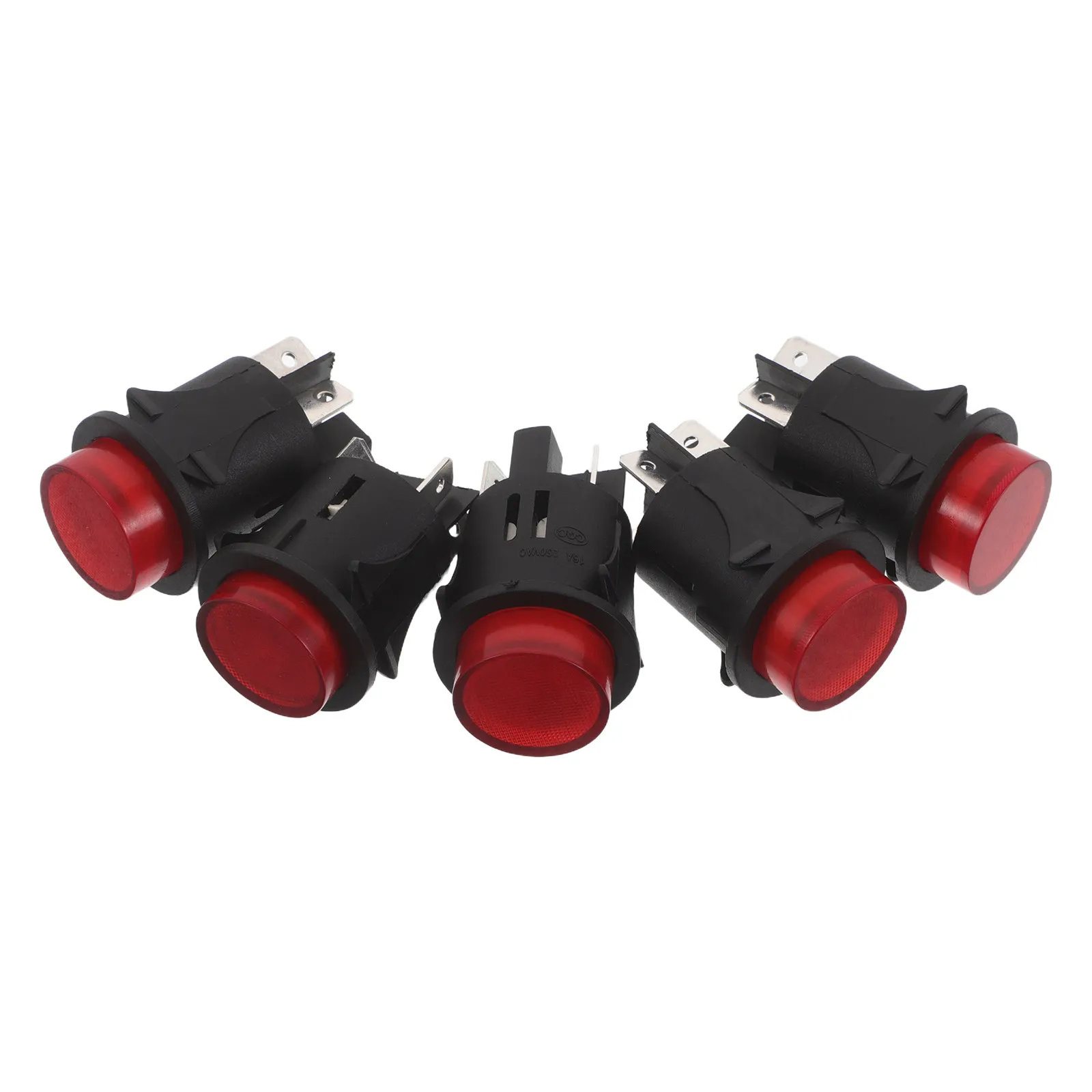

5Pcs Electric Car Push Button Switch Red Round Latching Start Stop Engine Panel Mount Dashboard Replacement Parts Ride on