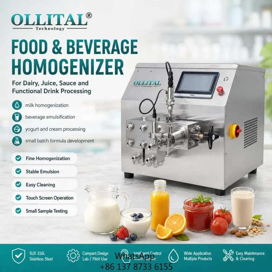 Ollital High Pressure Homogenizer For Oat Milk Soy Milk And Plant Protein Beverage Processing Projects