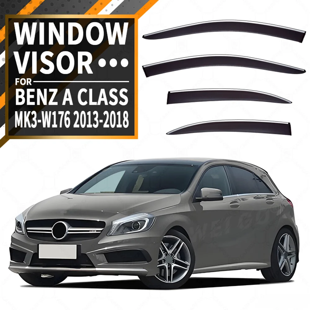

Chrome Strips Rain Guards for Mercedes-Benz A-Class W176 2012-2019 Window Visor Wind Deflectors Door Visor Vent Shades Ventvisor