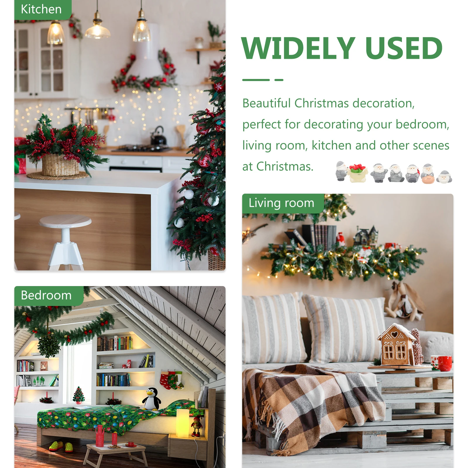 8 個雪の装飾樹脂ミニ装飾品ミニチュアサンタ置物耐久性のあるクリスマス家庭菜園オフィス