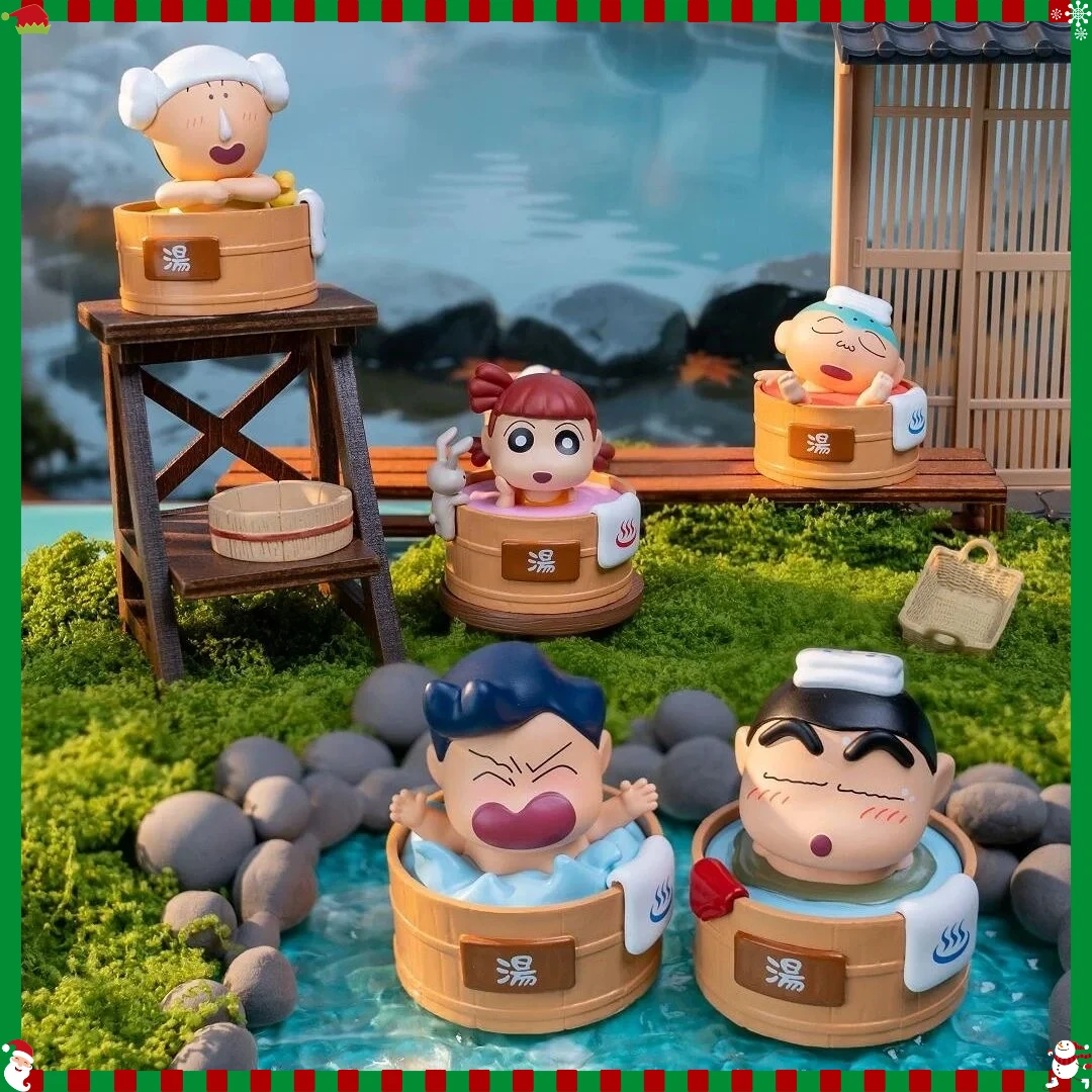 

Genuine Crayon Shin-chan Hot Spring Storage Ornament Blind Box Kawaii Figure Collectible Model Toy Kids Gift Desk Decor anime