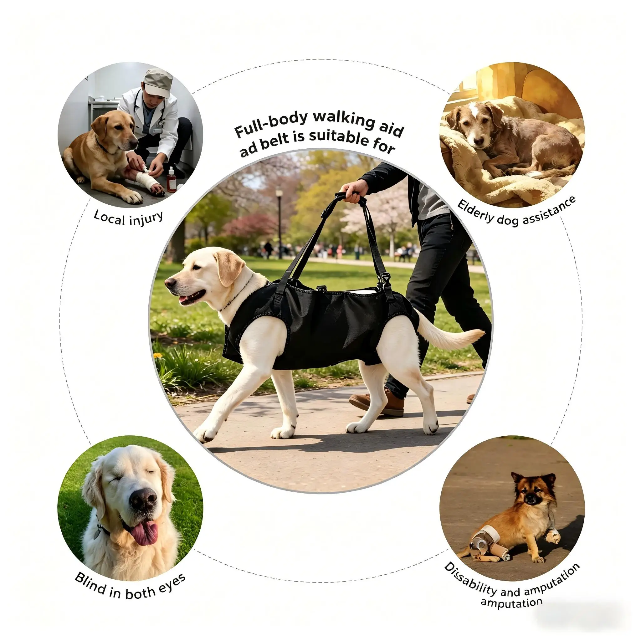 Coleira de Assistência para Cães em Escadas, Cinta de Apoio para Cães Idosos, Colete Ajustável para Elevação de Animais de Estimação, Arnês Grande para Auxílio em Subida de Escadas para Cães