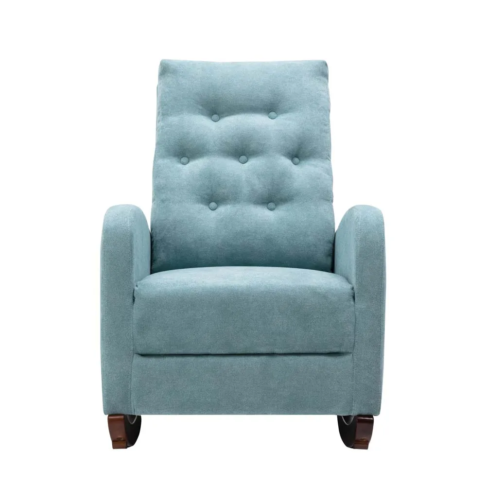Adult cushion recliner, casual wooden bottom rocking recliner, living room chair