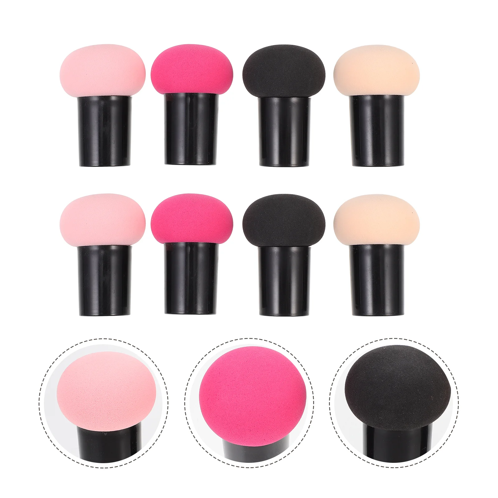 

8 Pcs Powder Puff Makeup Sponges with Handle Mushroom Shape Foundation Accessory Girl Women Tools Miss