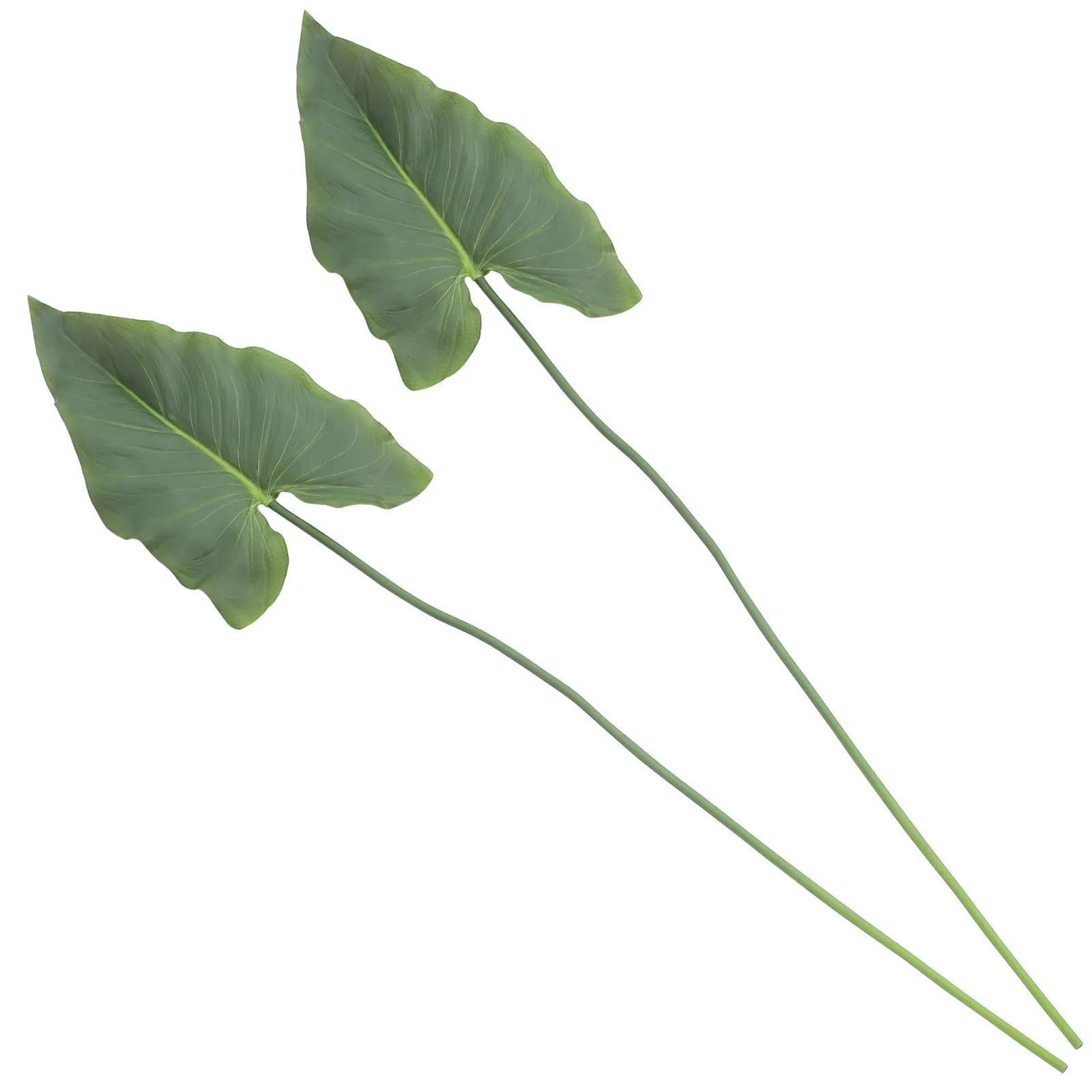 

2Pcs Faux Alocasia Leaves Stems Vivid Green Artificial Plants Decor for Home Wedding Party Layout Decoration No Maintenance