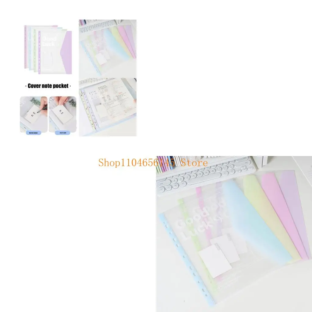 

5asd 4/6/8Pcs Expandable Punched Pocket 11 Holes Punched File Envelope for Office