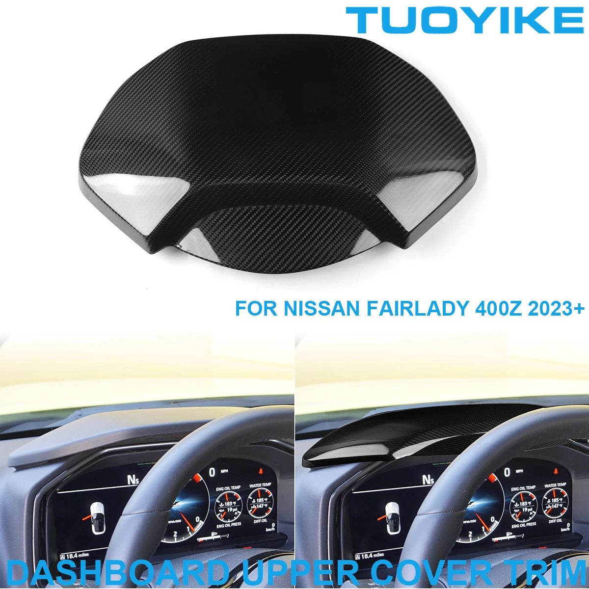 Car Real Dry Carbon Fiber Front Dashboard Speedometer Upper Cover Trim Frame Decoration Sticker For Nissan Fairlady 400Z 2023+