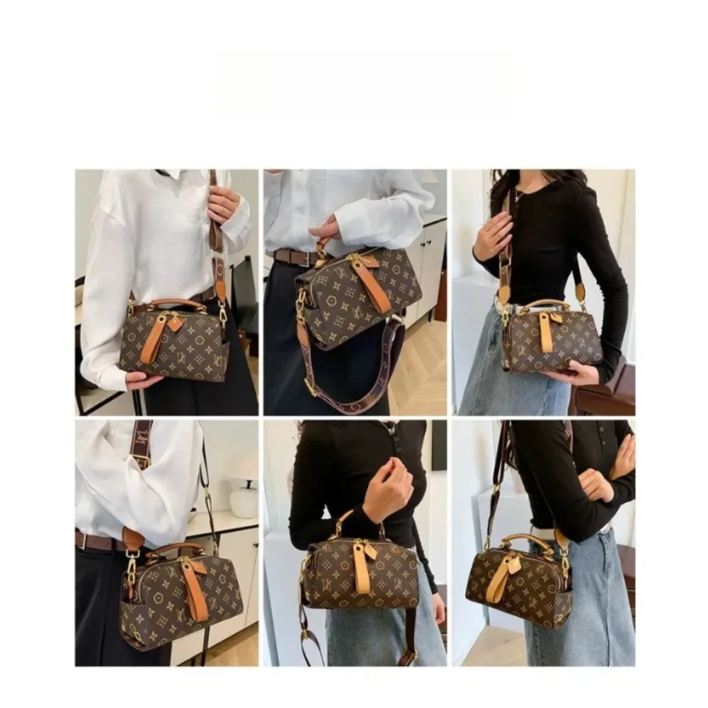 

Новая ретро-сумка 2026 года с принтом, вместительная, многофункциональная, модная, для поездок на работу, с широким ремнем, на одно плечо, через плечо