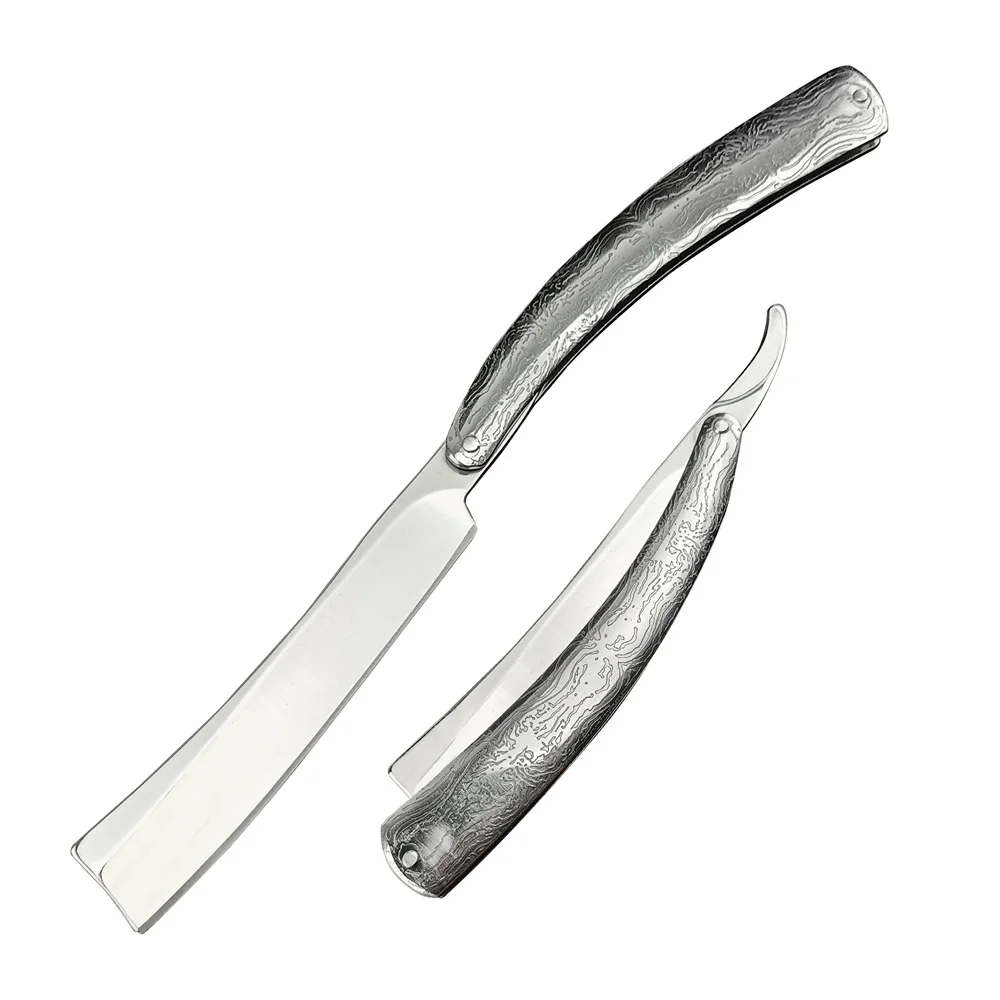 سكين ماكينة حلاقة احترافية قابلة للطي - ماكينة حلاقة بحافة مستقيمة ماكينة حلاقة فاخرة من الفولاذ المقاوم للصدأ للاستخدام المنزلي للرجال #1