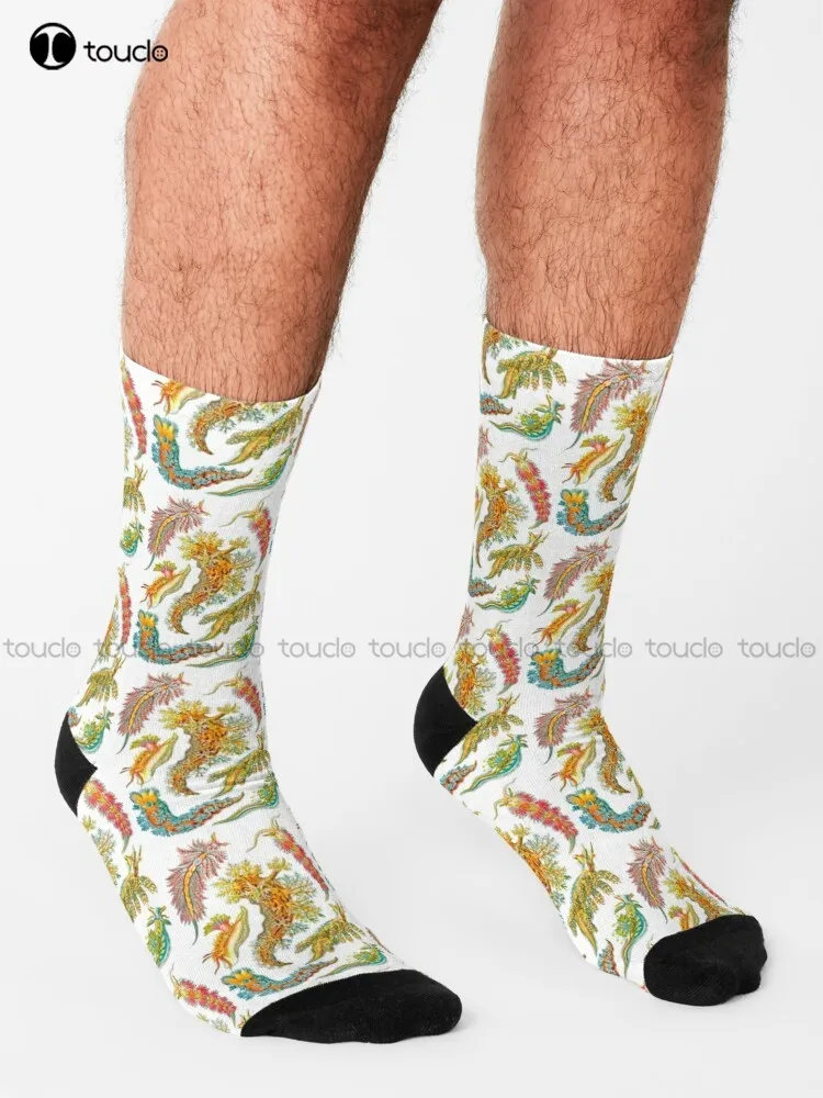 Ernst Haeckel Nudibranch Sea Slugs Socks Cotton Socks Personalized Custom 360° Digital Print Gift Harajuku Colorful Retro Casual