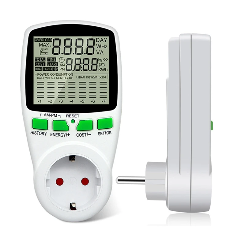 Compteur d'énergie numérique TTKK AC, wattmètre, puissance, électricité, souverain, compteur de puissance h, analyseur de puissance EU, prise de moniteur, prise EU, chaud