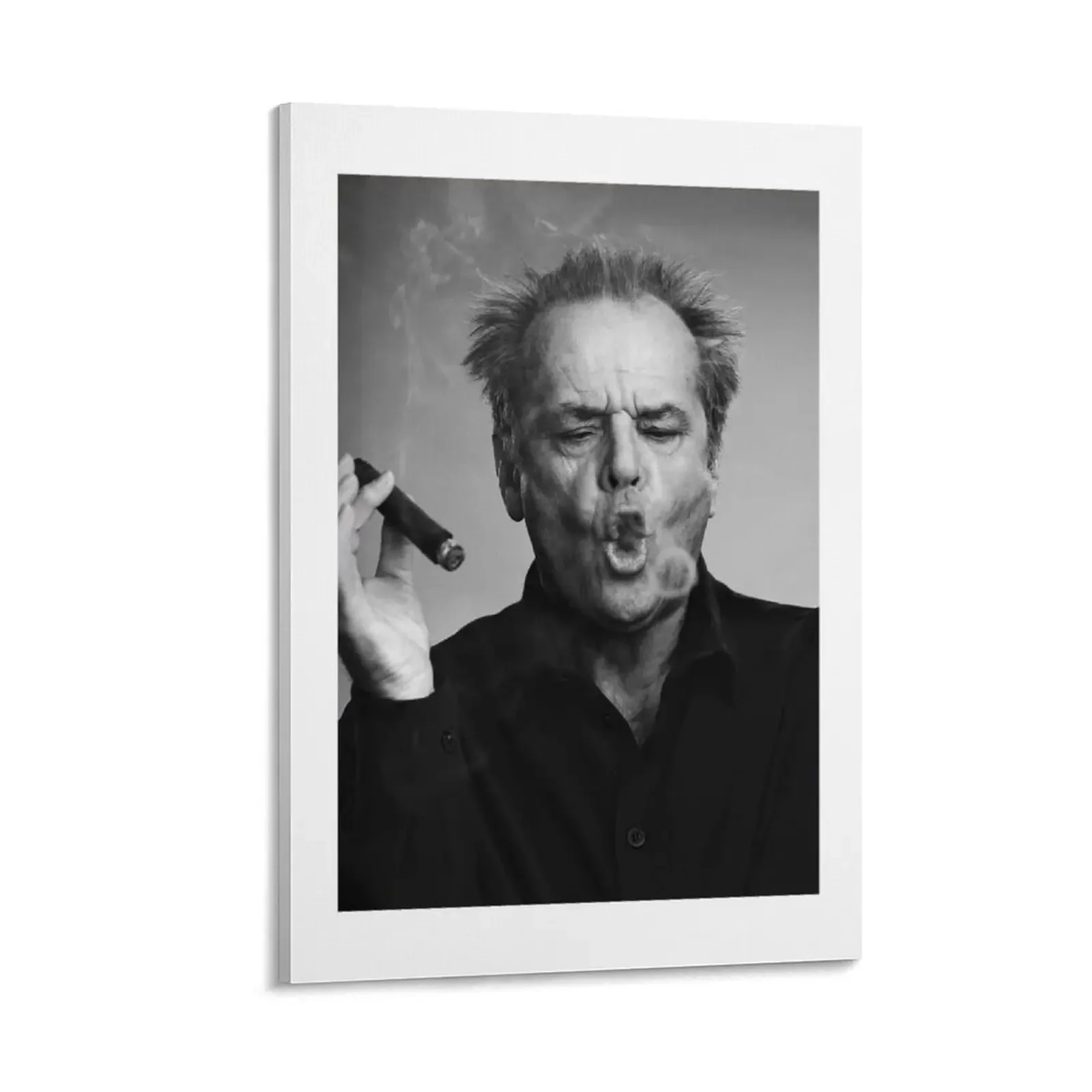 

Vintage Nicholson Blowing A Smoke Ring With A Cigar Black And White Poster Canvas Painting Wall decoration frame