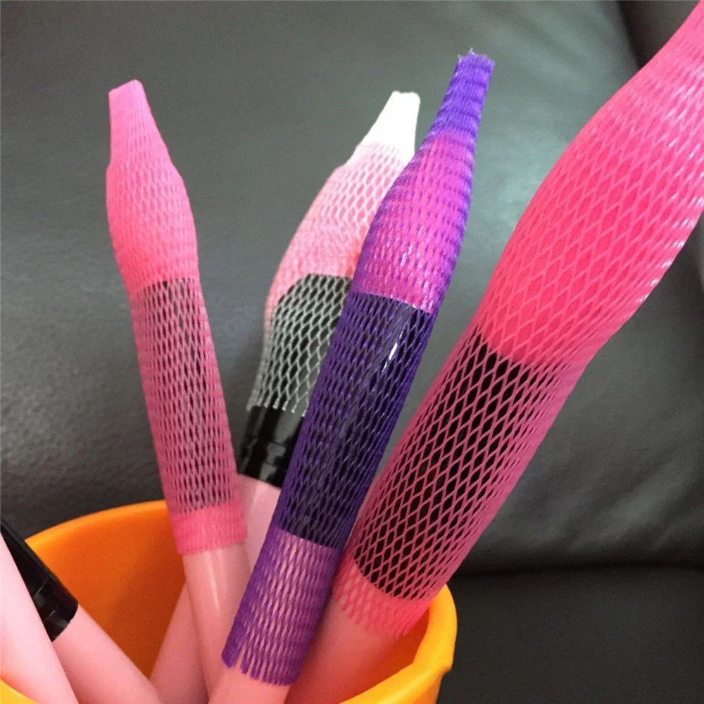 50pcs Colorful Makeup Brushes Mesh Protector Cover Beauty Elastic Mesh Protective Net Kits Brush Net Pen Cover Cosmetic Tool