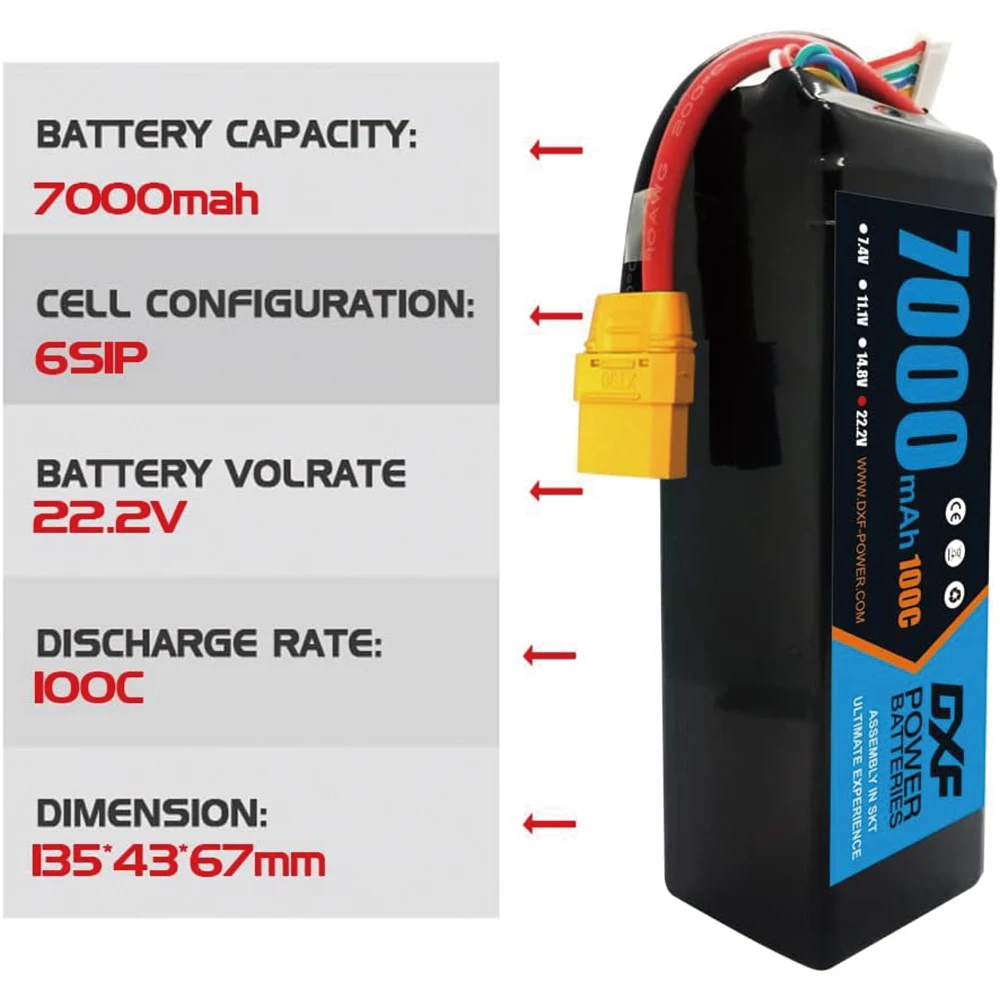 1/2 pz DXF 4S 6S Lipo 14.8V 15.2V 22.2V batteria 8400mAh 8000mAh 9200mAh 10000mAh 7000mAh 6500mAh 6200mAh 5200mAh per RC Car Part