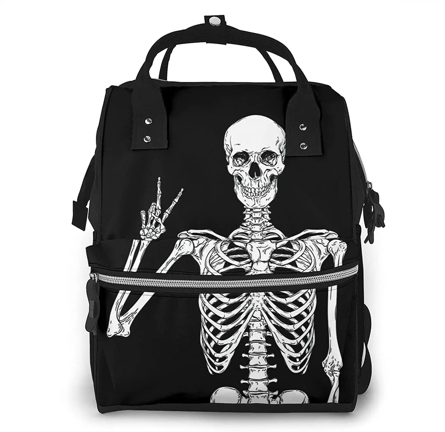 Funny Skull Diaper Bag Nappy Backpack Travel Shoulder Bags Large Capacity Waterproof Stylish with Mommy Daddy Outdoor Shopping