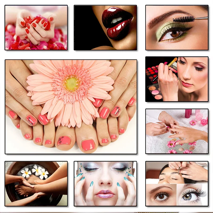 Frameless Canvas Print Beauty Nail Makeup Eyebrow Spa Salon Wall Art, Decoration Picture Home Decor