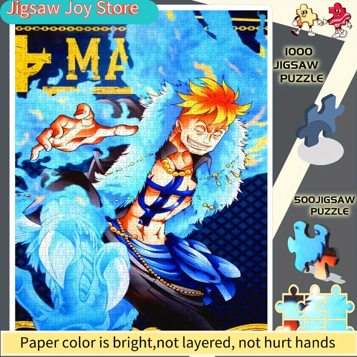 

Paper Puzzle, DIY Jigsaw Puzzle for Adults, Large-Scale Puzzle Featuring Sabo's Blue Flame Design - Perfect for Home Leisure,