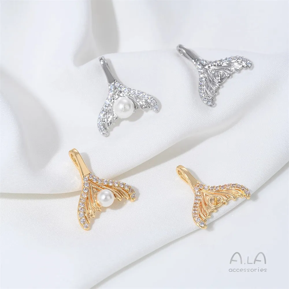 

14-каратное позолоченное циркониевое инкрустированное рыбий хвост, кулон, жемчужное ожерелье, держатель для бисера, браслет из бисера ручной работы, аксессуар, материал