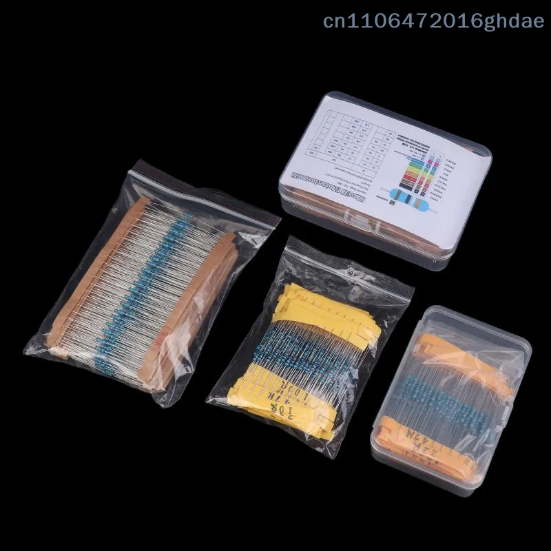 （Summer6）300/600 Pcs 1/4W Metal Film Resistor Kit 1% 0.25W Resistors Kit 10Ω~1MΩ Colored Ring Resistance Electronic Kit