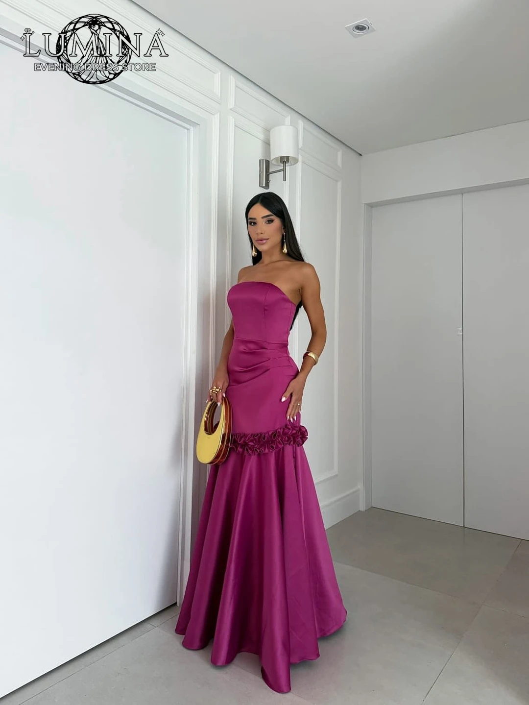 Lumina Line A Prom Dress 2026 Woman Dresses Elegant Tube Top Custom Made 3D Flowers Guest Wedding Party Dresses Evening Women's