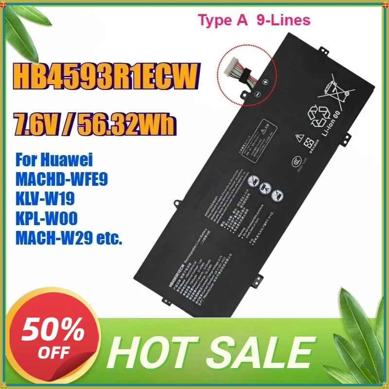 Battery HB4593R1ECW for Huawei Magicbook14 2019 I7 8550U I5 8250U R5 2500U Matebook 14 2020 X Pro 13.9 MACH-W29C KPRCW10 KPR-W19