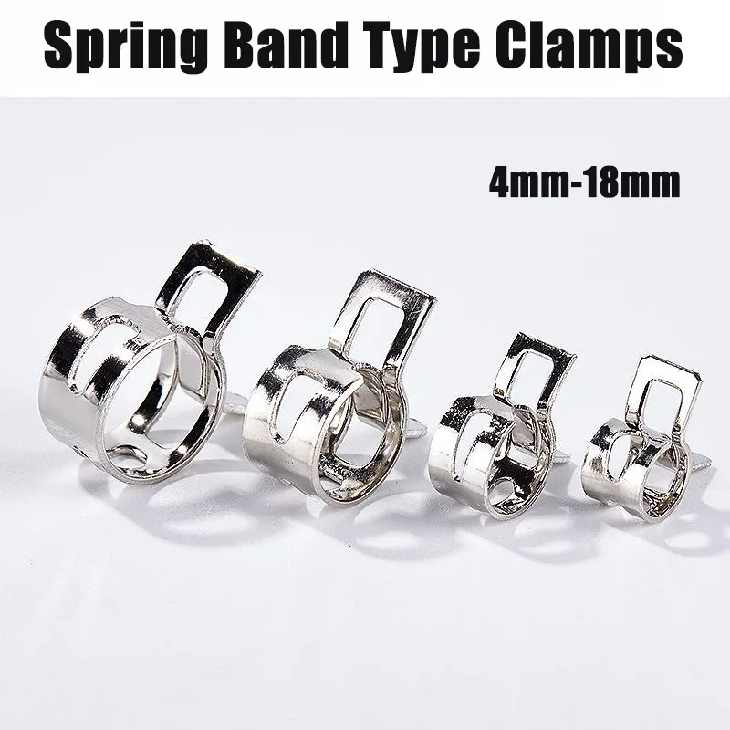 100Pcs Spring Band Type Action Vacuum Hose Pipe Clamp 4-18mm Air Spring Hose Clip Clamp for Automotive Oil Pipe Water Pipe