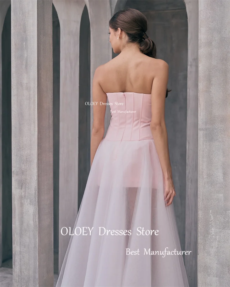 OLOEY-vestidos de fiesta de noche de línea A de tul rosa, vestido de fiesta de boda, escote Corazón, largo hasta el tobillo, vestidos de graduación, ocasión Formal, evento