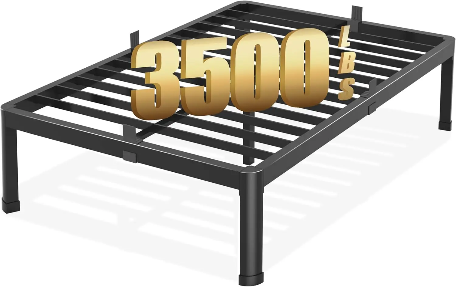 14 Inch Full Size Bed Frame Metal With Sturdy Steel Round Corner Legs, 3500 Lbs Heavy Duty Metal Full Platform Bed With Steel