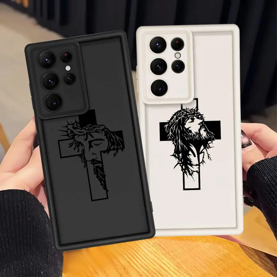 Case for Samsung Galaxy S20FE S24Ultra S22 S25 Edge S24 Plus S23 FE S25 Ultra S21 Phone Cover God Cross Art