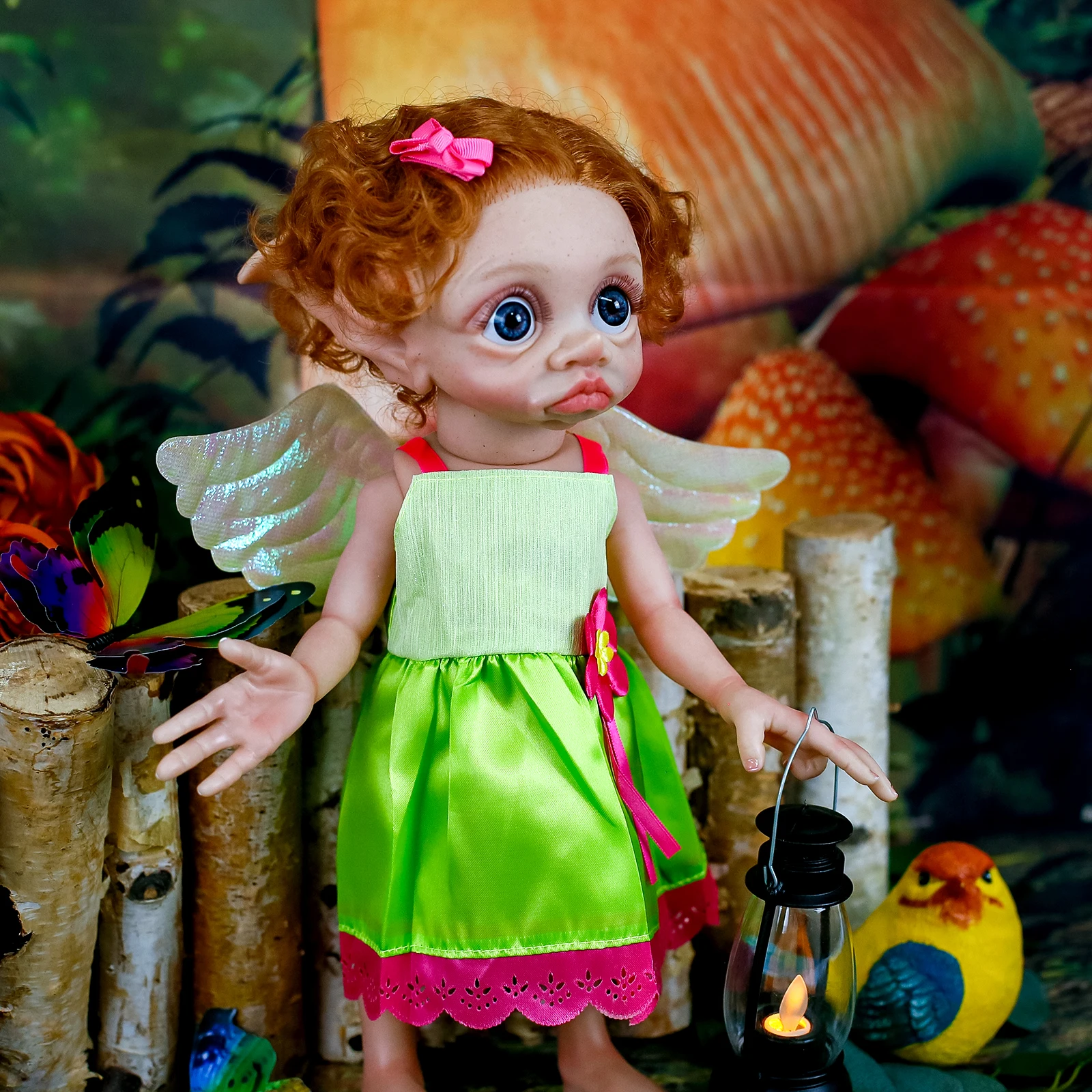 Muñeca impermeable de bebé Reborn de 40CM, Hada Tinky, elfo, cuerpo de silicona de vinilo suave completo con pelo enraizado, muñeca artística coleccionable