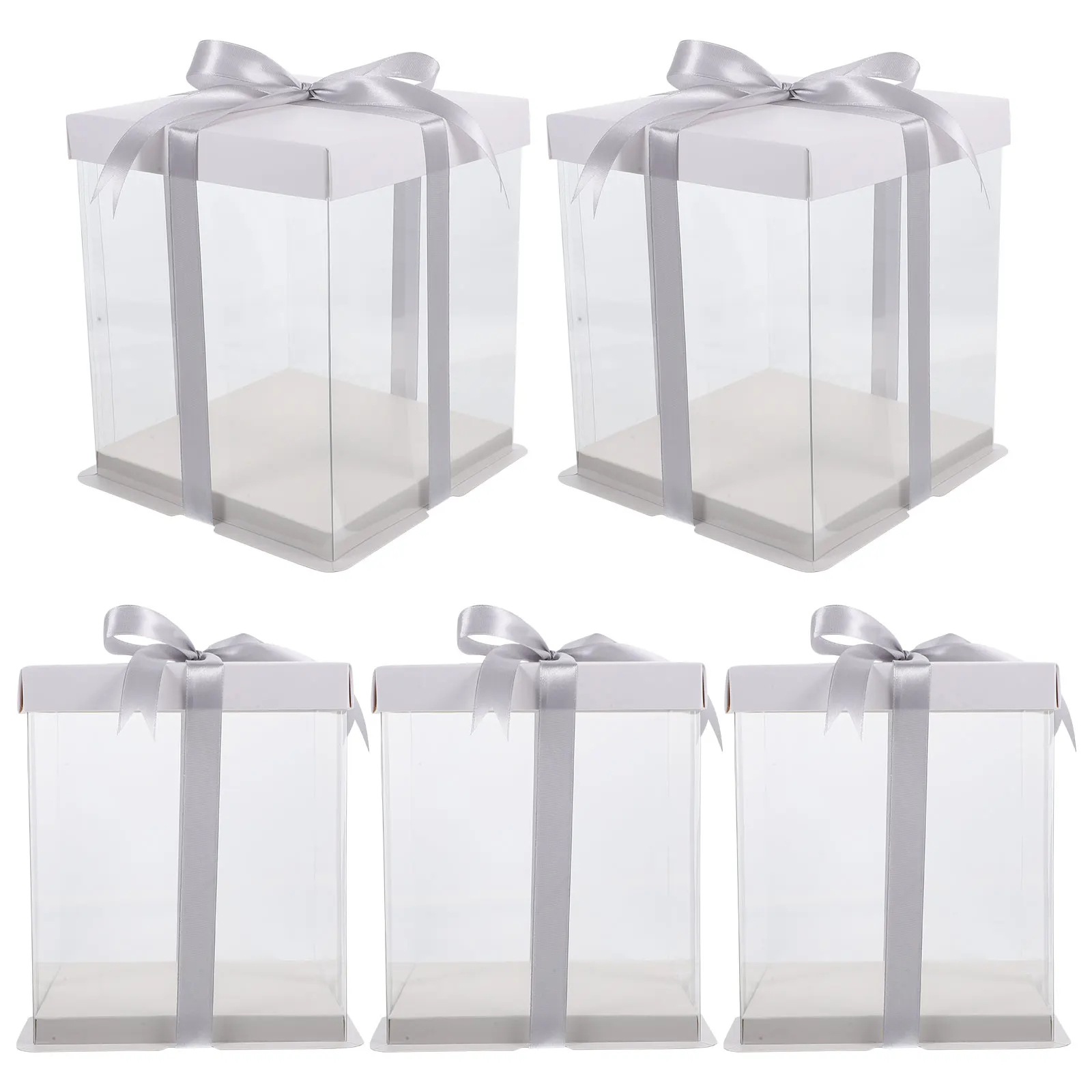 

5pcs Square Transparent Cake Packaging Display Boxes 4 Inch Baking Gift Containers Portable Cake Boxes Delicate