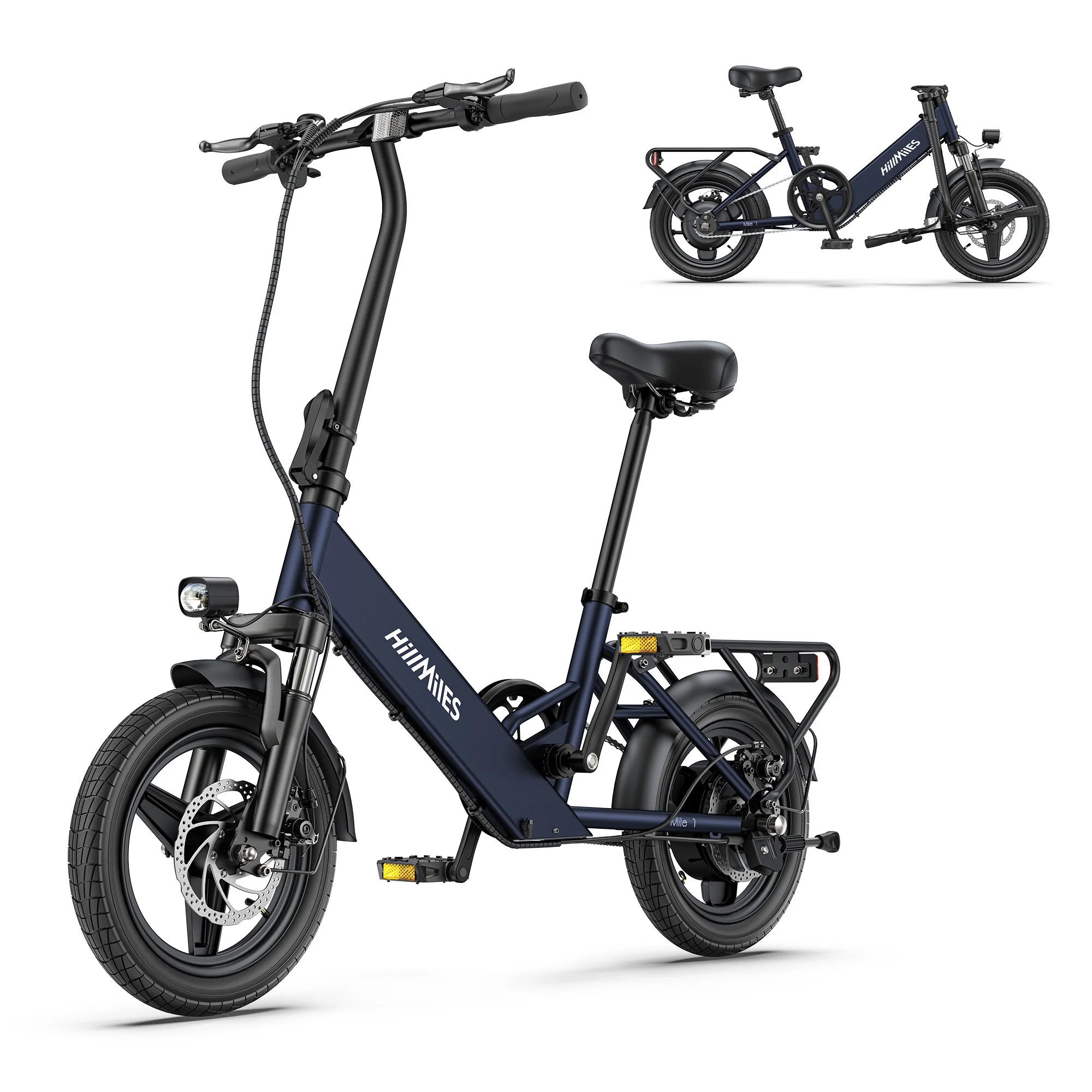 HillMiles Mile 1 E-bike 250W motor 36V10.4AH accu Elektrische fiets Draagbare volwassen reisfiets 14-inch stadsband Opvouwbare elektrische fiets