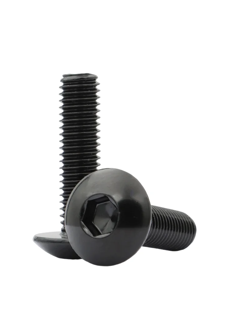 برغي سداسي برأس مظلة من الفولاذ المقاوم للصدأ 304 باللون الأسود، برغي برأس مسطح، مسمار برأس مستدير برأس فطر M2-M8 #6