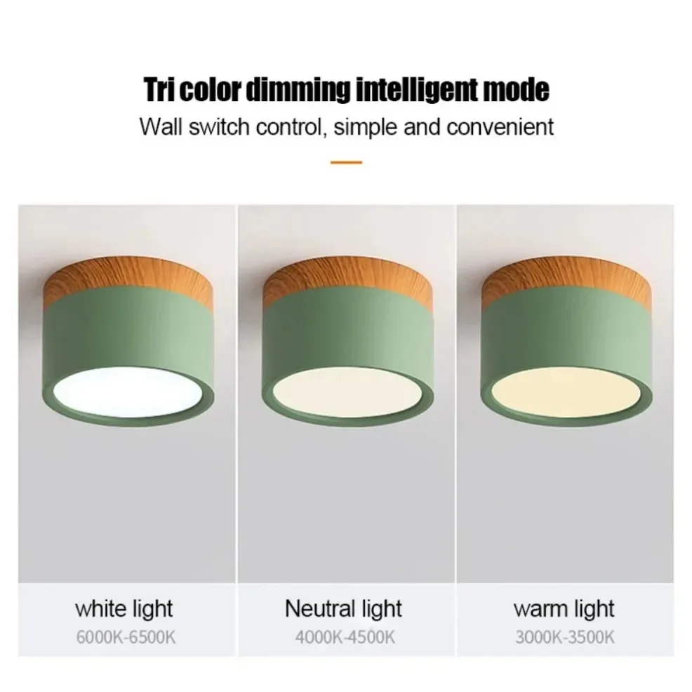 Macaroon LED Downlight  5W 7W 9W12W15W Nordic wood modern Led surface mounted ceiling light spotlight interior decoration light
