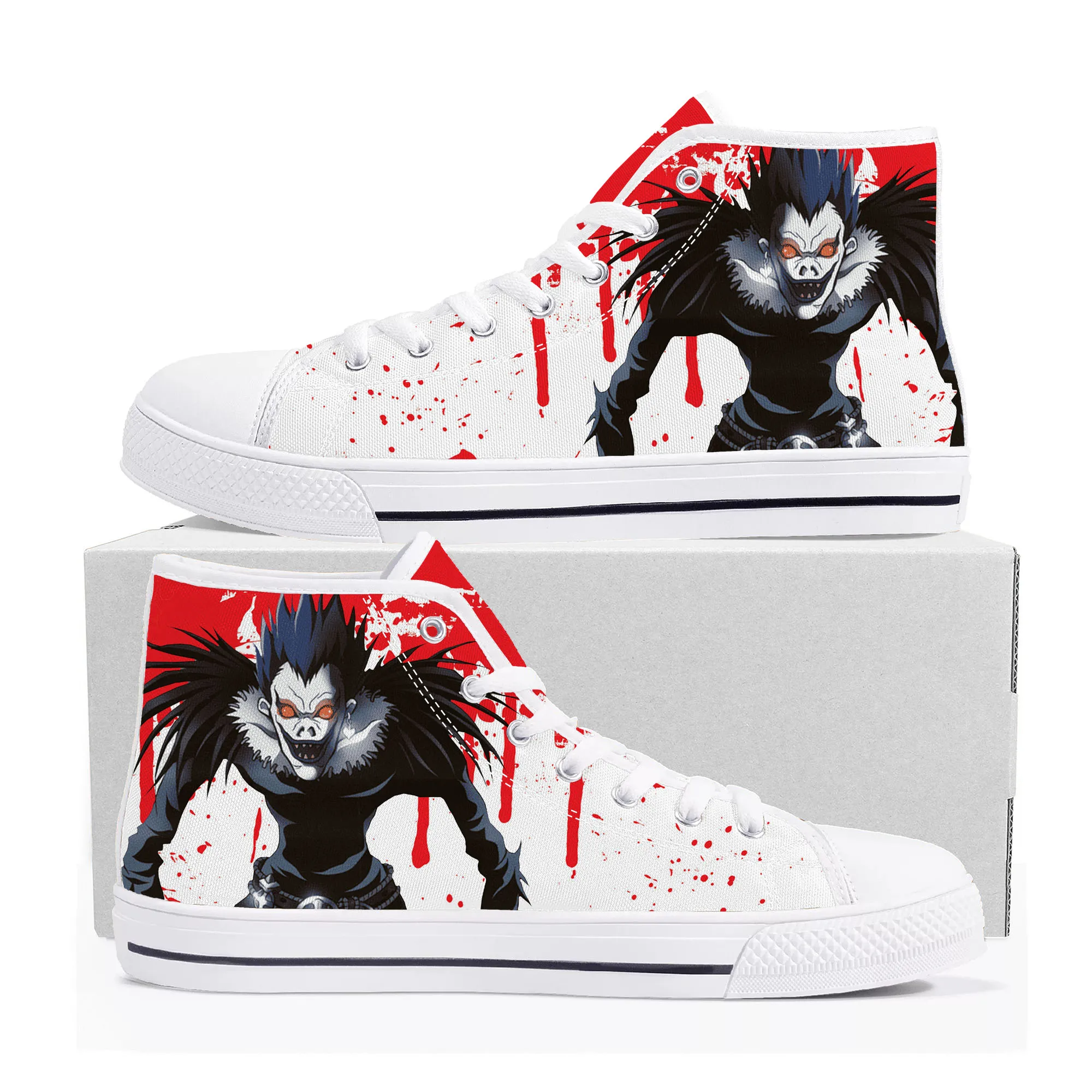 Demon Ryuk Horror Halloween Death Note High Top Sneakers uomo donna adolescente Canvas Sneaker Casual coppia scarpe scarpe personalizzate