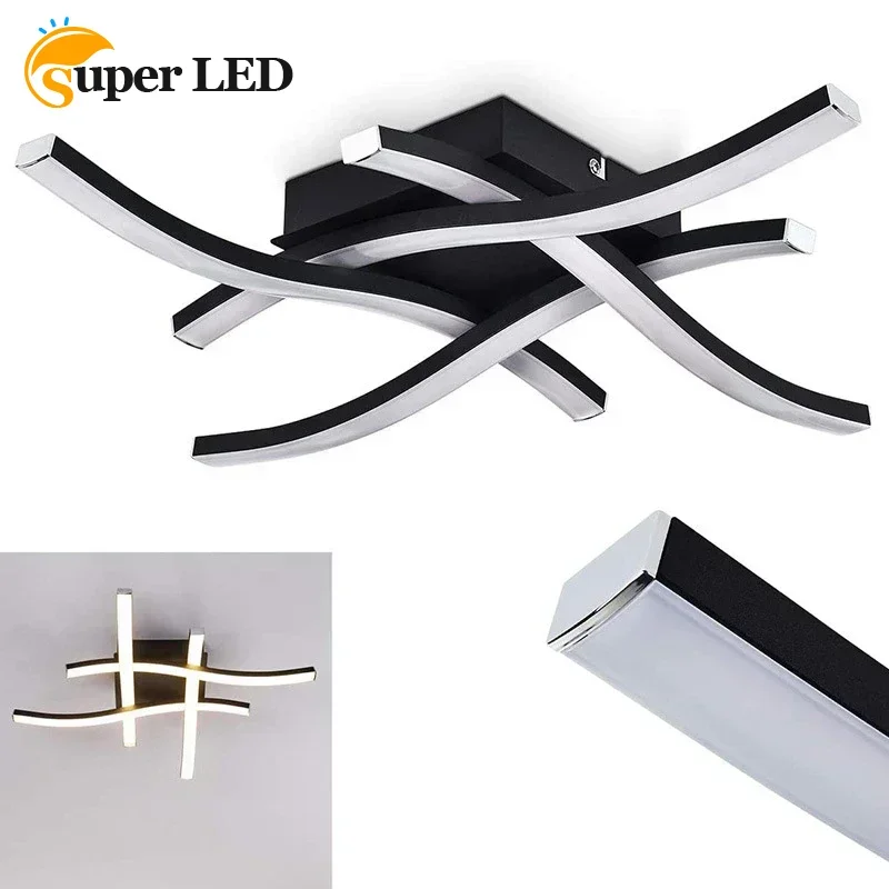 Modern Curved LED Ceiling Lights Energy-Efficient Led Ceiling Lamp Perfect for Living Room Bedroom Kitchen Hallway Bedroom Decor