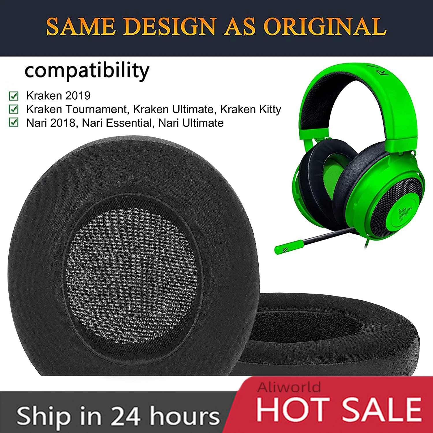 

Earpads Headphone Ear Pads For Razer Kraken Tournament Edition/ Nari Essential Ear Pads Headset Gamer Cushion Cover Repair Parts