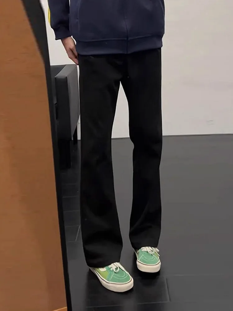 

Bla American Sle Curved Knife Pants Men's Autumn Winter Fce Lined Cleanfit Flared Casual Pants High Faion Drape