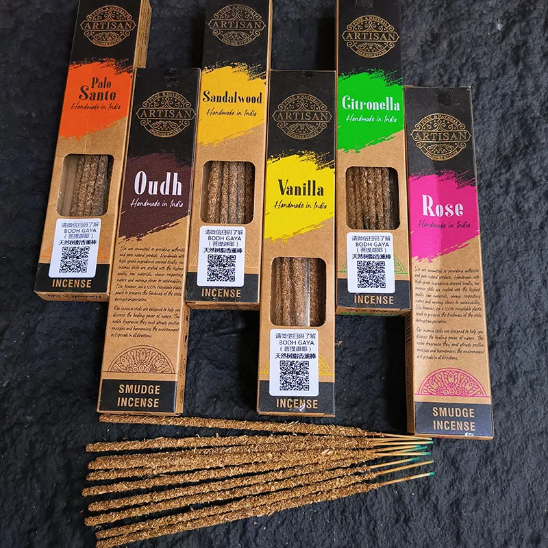 1x Natural Rubbing by hand Indian Incense Sticks White Sage Palo Santo High-end Sandalwood Joss Stick Incenses