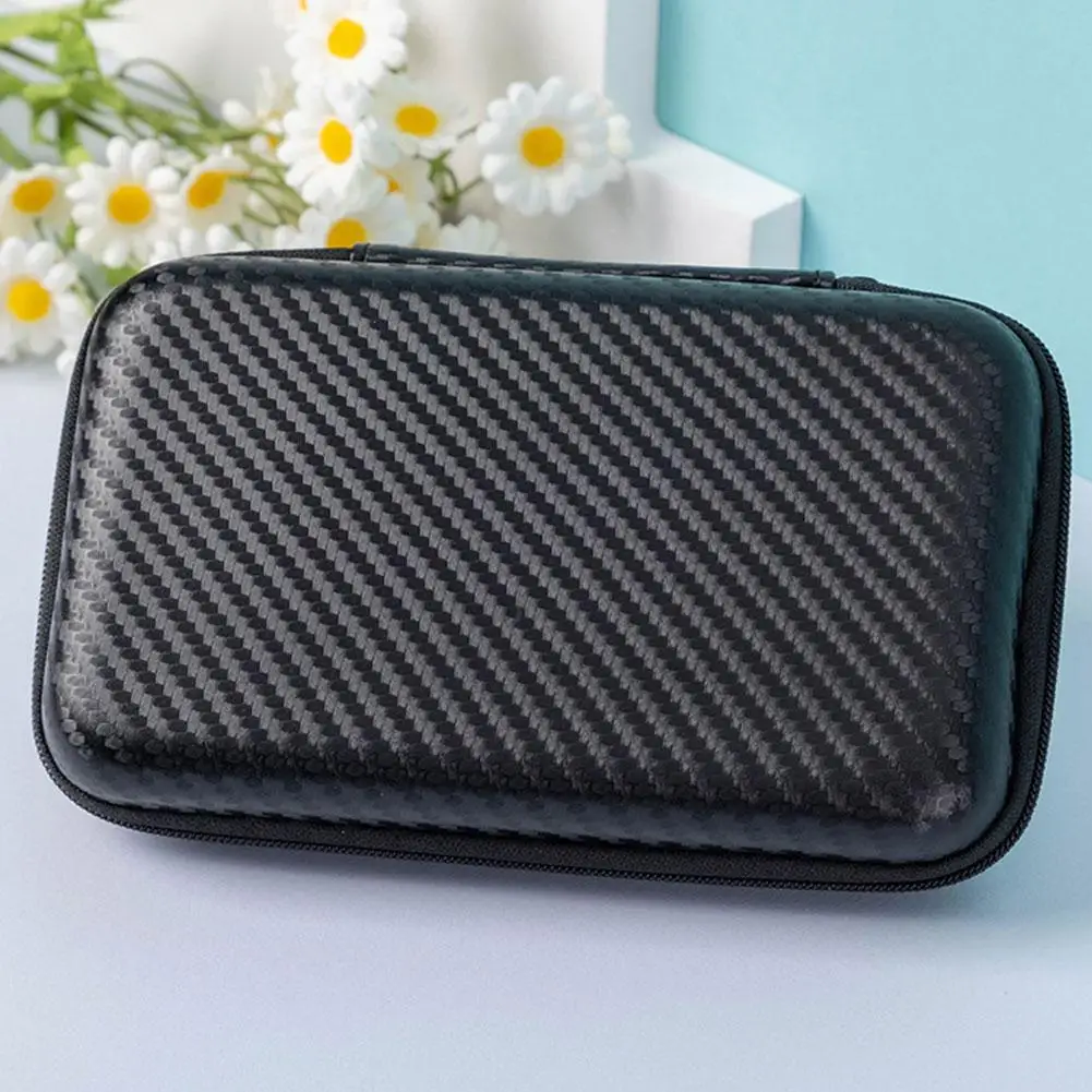 For R35S Handheld Game Console Storage Bag Carbon Fiber Texture EVA Anti-fall Scratch-resistant Game Protective Black Case