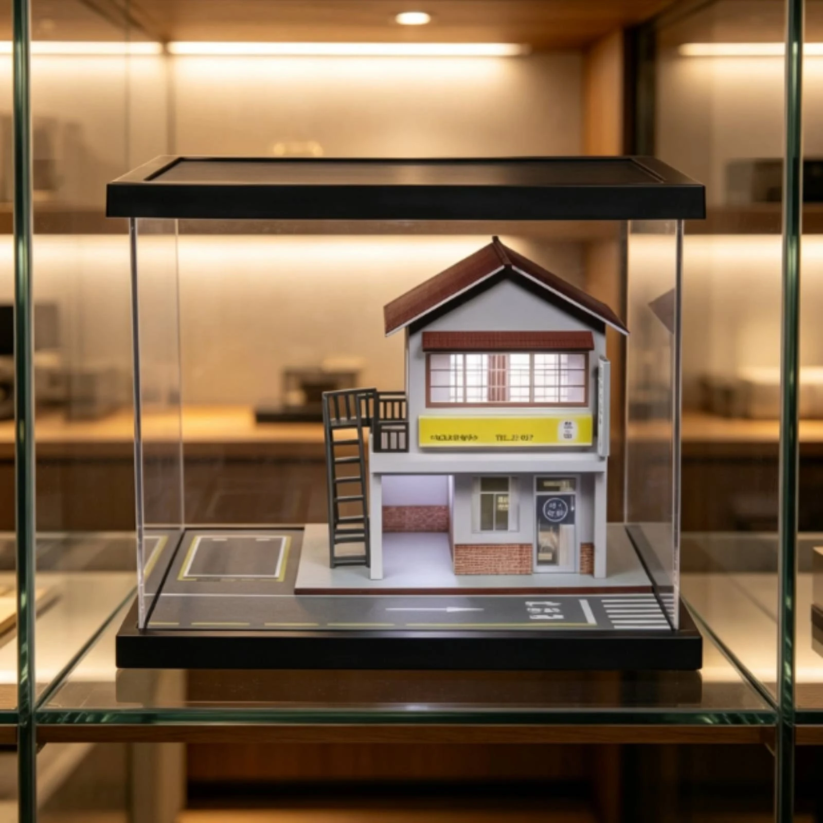 Metropolitan Diorama Model with Cover 1:64 Scale Diorama with Acrylic Cover Miniature Building Model Lighted City Metropolitan
