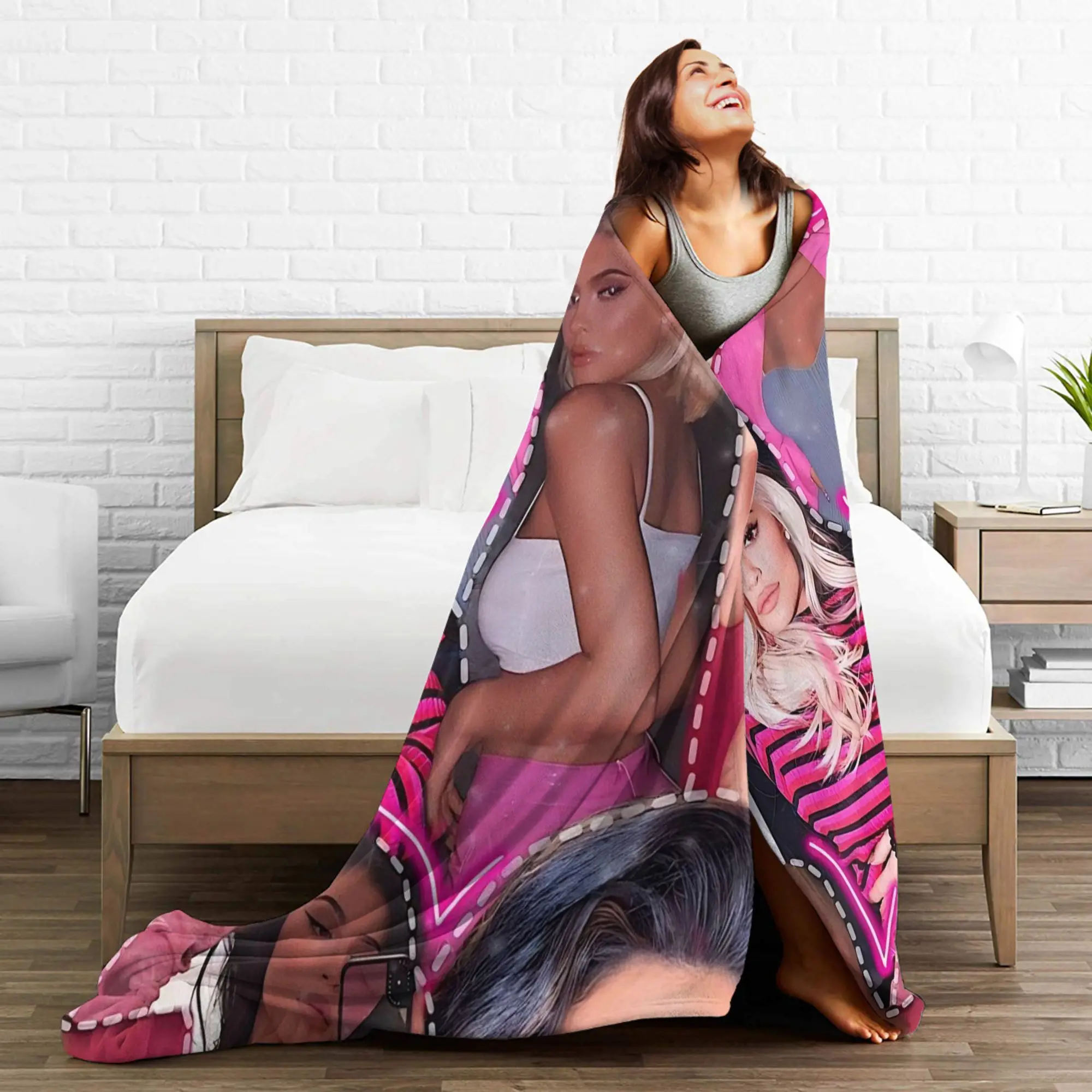 كايلي جينر مستوحاة الفانيلا بطانية لينة الدافئة رمي بطانية لغرفة المعيشة السفر طباعة المفرش غطاء سرير أريكة