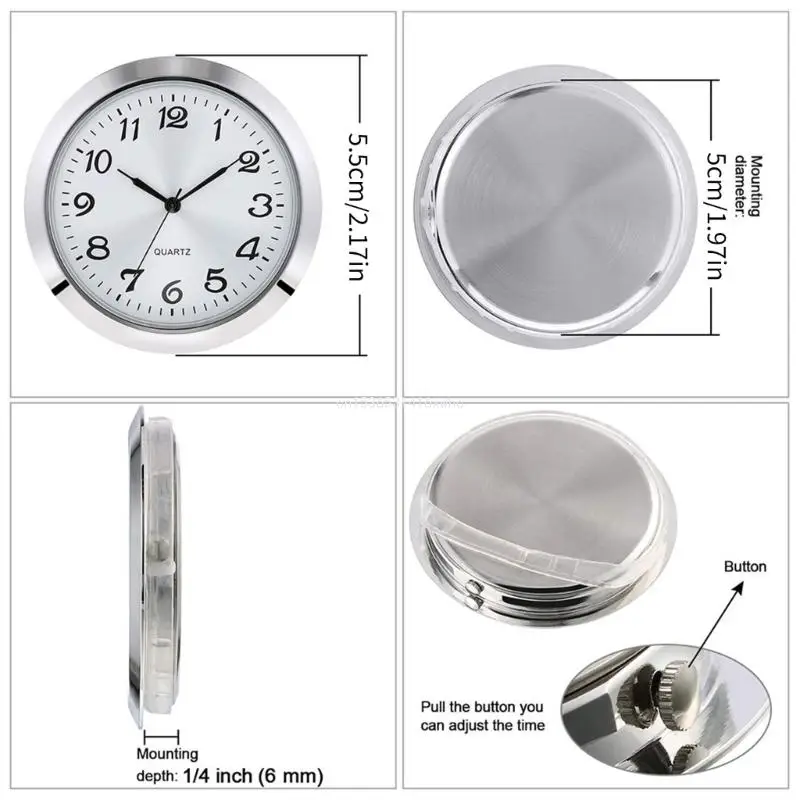 Dropship 55mm Clock QuartzMovement Round Watch Head Insert Classical Clock Craft for Women Men Business Watch DIY Replacement