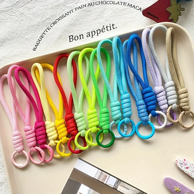 20/10 Stück handgefertigte mehrfarbige geflochtene Handy-Lanyards – langlebige gewebte Schlüsselanhänger für DIY-Handyzubehör, Handyhüllen-Dekoration – Detail 4