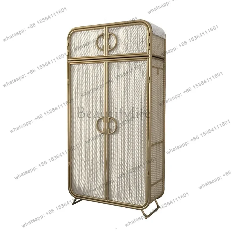 YJ Modern simple wrought iron hanging storage wardrobe small apartment can be customized to increase the height of the multi-la