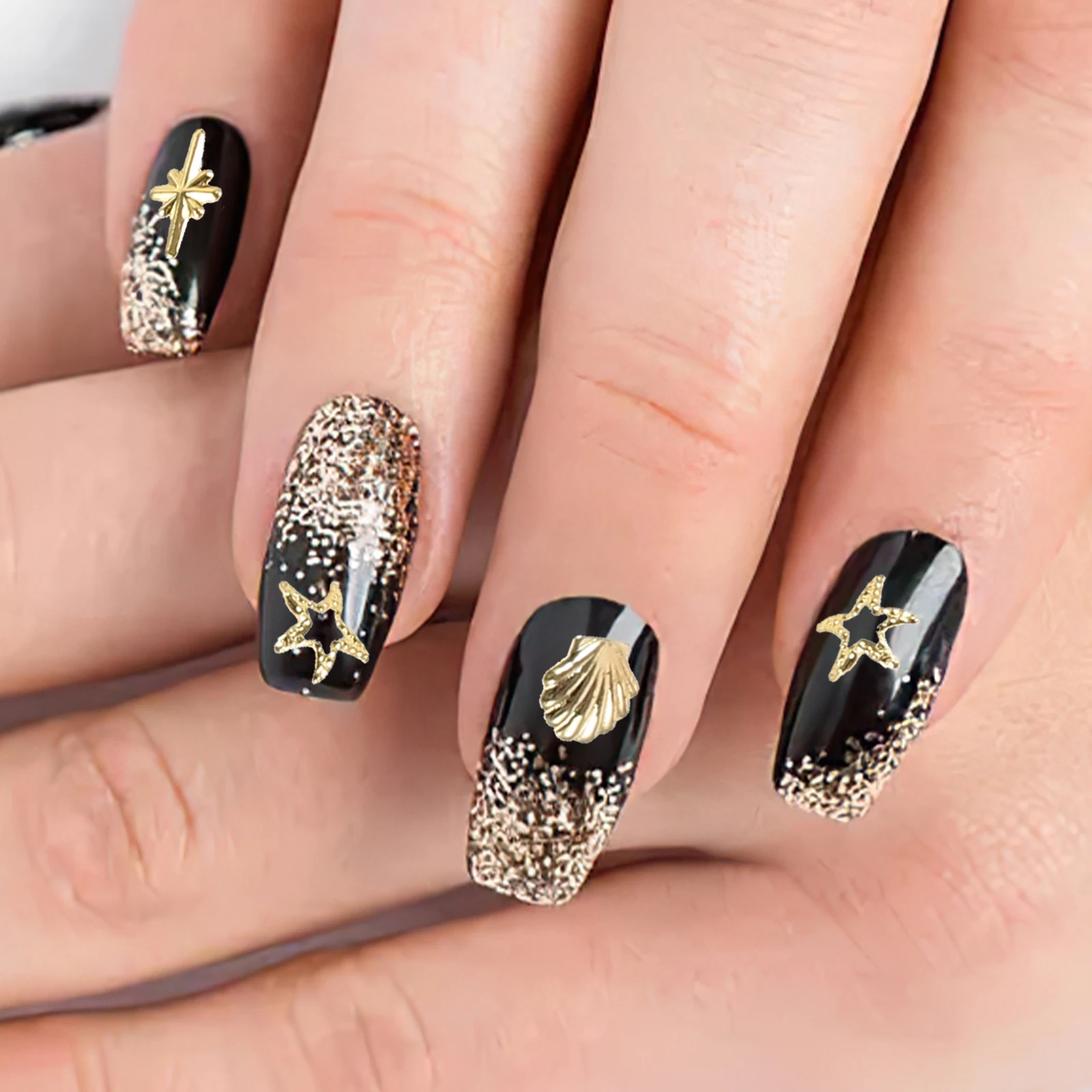 

2 set Nail Jewelry Kit Manicure Shell Pieces Decorative Abalone Plates Set For Diy Art Decoration Storage Box Included Nail Art