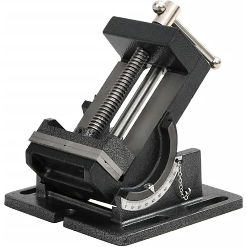 High Clamping Force 75mm & 100mm Tilting Drill Press Vice Manually Operated Stable Base Adjustable Angle Machine Tools Accessory