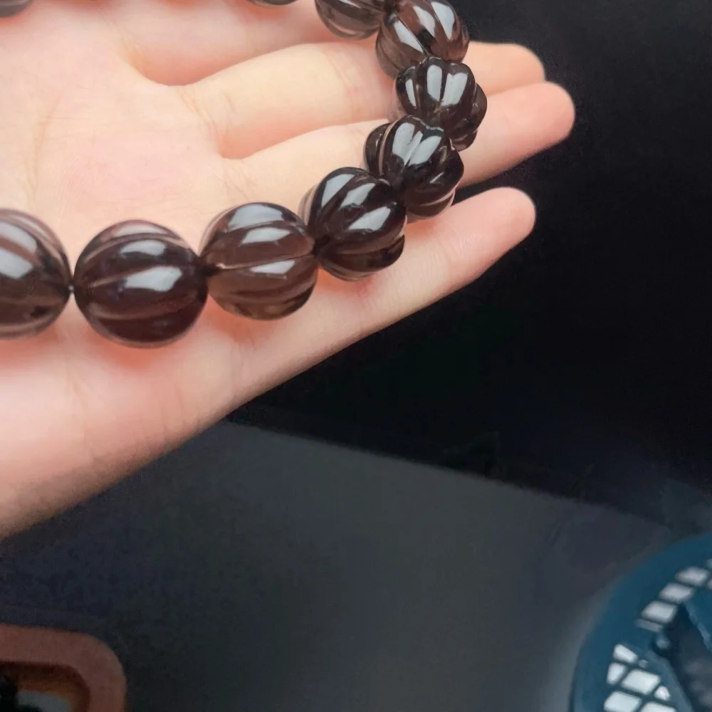 Natural Smoky Quartz Pumpkin Beads Bracelet 13mm Healing Reiki Crystal Fashion Fengshui Jewelry for Men And Women Birthday Gift view 6